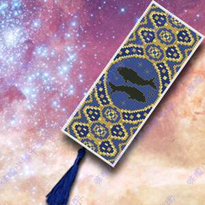 三件包邮咪嘎小铺十字绣书签材料包双面带穗sq196双鱼座 12星座