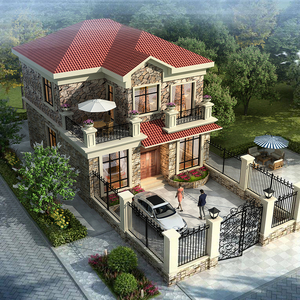 新农村自建房别墅设计图纸二层美式简欧乡村房屋真房现代庭院效果