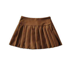 美式复古棕色百褶裙女辣妹高腰显瘦防走光短裙裤a字短裙ins潮