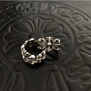 克罗心戒指男女代购正品潮流925纯银克罗心镂空开口十字花戒指