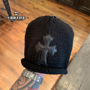 日本代购 克罗心 chrome hearts 皮十字羊毛毛线帽子冷帽