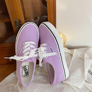 橘子鸭 2022春季新款浅紫色帆布鞋女ins潮百搭休闲个性小众板鞋子