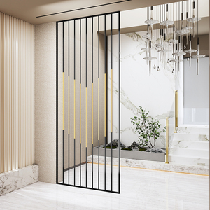 轻奢铁艺屏风金属隔断客厅简约现代新中式玄关花格装饰干湿区半墙