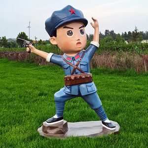 卡通小红军公园摆件户外儿童小八路雕塑校园幼儿园红色文化雕像
