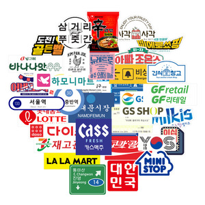 31张日本韩国标志logo店名招牌装饰防水行李箱手机壳电脑汽车贴纸