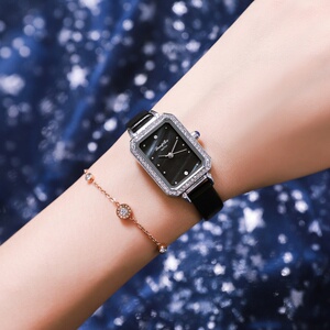 longbo龙波新款手表直播热销方形小表女士皮带防水石英腕表