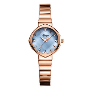 longbo/龙波简约时尚女士石英表钢带韩版气质手表80458方胜钟表