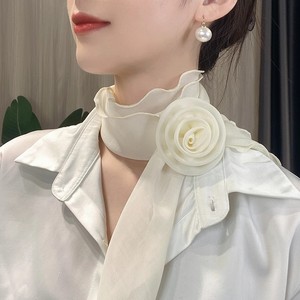 2024夏季新款纯色玫瑰花朵丝巾女百搭气质薄款围巾护颈时尚围脖