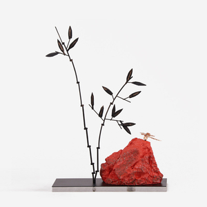 新中式禅意假山竹子装饰摆件客厅室内玄关柜茶室桌面家居软装饰品