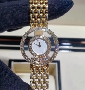 二手萧邦happy diamonds快乐钻石系列 18k黄金石英女表女士腕表