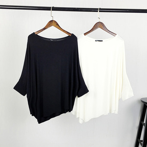 潮牌宽松短袖t恤女夏季莫代尔薄款时尚百搭简约慵懒风圆领蝙蝠衫