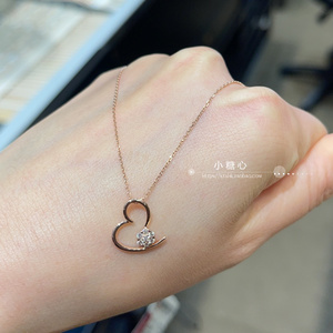 香港周大福专柜正品18k/au750玫瑰金项链 k金镶钻石锁骨链女款