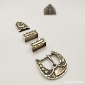 1970s墨西哥银城原产幸运马蹄铁925纯银标美式复古皮带扣头四件套