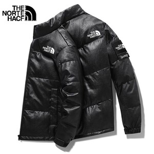官网北面pu皮立领羽绒服男款加厚2021年新款白鸭绒冬季防寒男外套
