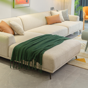 伴你一生棉麻布艺转角贵妃位沙发客厅北欧网红ins风双人羽绒乳胶