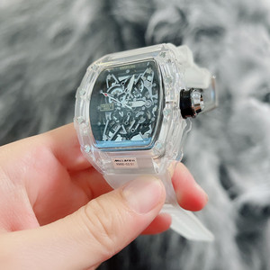 米勒潘玮柏同款透明壳机械骷髅头潮流男表硅胶带休闲时尚男士手表