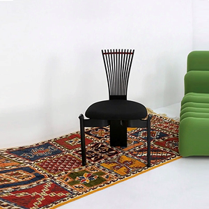 北欧现代风法式餐椅黑色纯实木梳妆台椅子扇形靠背设计独特高级感