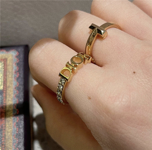 正品代购dior迪奥戒指环女士复古色jadior镶钻镂空星对戒七夕礼