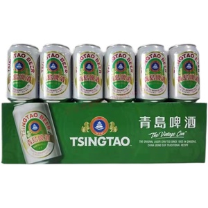 山东拉格出口老青岛系列香港白罐330mlx24罐高酒精青岛二厂产包邮