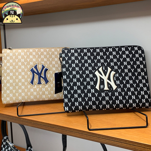 mlb正品包包韩国专柜洋基队老花满标ny刺绣男女款潮流运动手拿包