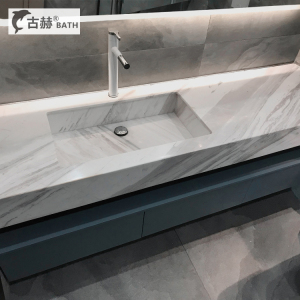 轻奢天然大理石挂墙式台下盆洗手洗脸盆柜洗漱台浴室柜卫浴柜定制