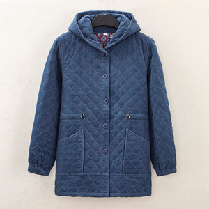 妈妈秋冬夹棉外套中老年纯棉灯芯绒棉袄女奶奶休闲全棉夹克薄棉衣