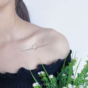 苏木星球 心电图英文纹身贴 防水女持久手臂锁骨小清新文艺简约风