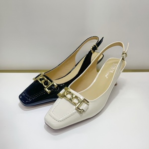 22s80025莎莉娅2022夏季新款时尚中跟尖头漆皮浅口凉鞋女鞋细跟