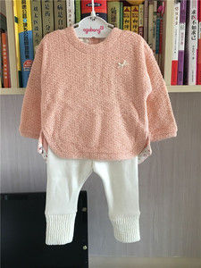 2024韩国品牌外贸 女童冬季新款粉色套装 蝴蝶结童装两件套偏小