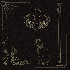 【肆弦鱼】水印素材/线稿/可商/自绘/原创设计/埃及风/纸莎草书