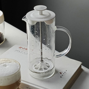 打奶泡机家用手动玻璃奶泡壶咖啡牛奶拉花搅拌奶盖打发奶泡杯器