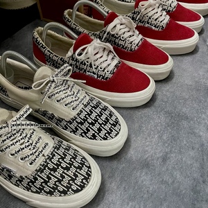 万斯fog灯芯绒白半印满印高街暗黑街头时尚潮流百搭运动休闲板鞋