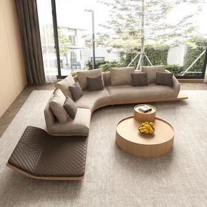 日式弧形转角组合布艺沙发大平层别墅会客厅休息商务贵宾洽谈接待