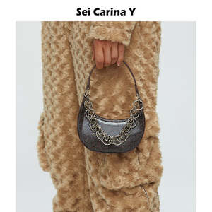 Sei Carina Y mini半月形链条手提包女韩雪同款单肩包小众设计感