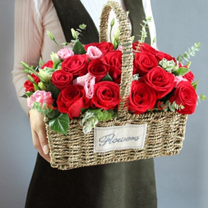 生日韩式手提花篮鲜花同城速递齐齐哈尔讷河市泰来县克东县花店送
