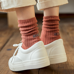 韩国潮流纯棉夏季堆堆袜女 日系ins潮网红款长筒薄款复古推推袜子