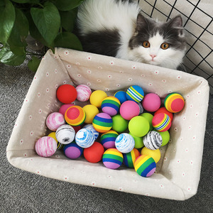 猫咪玩具球静音宠物玩具球毛绒球自嗨猫玩具 逗猫彩虹eva海绵猫球