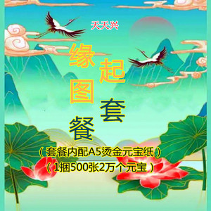 天天兴 倾莲池同款缘起图套餐系列选择 配a5烫金元宝纸1捆