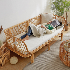 藤编沙发日式客厅藤条藤椅庭院家具双人印尼藤艺竹藤阳台民宿椅子