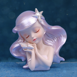 海洋公主少办公桌面摆件女生日蛋糕心鱼缸装饰品小孩礼物睡美人鱼