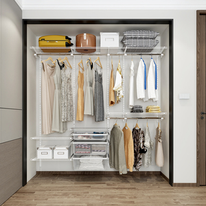 1米美式家用diy金属挂墙衣柜卧室大衣橱开放式衣帽间定制