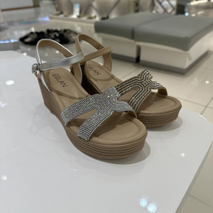 eblan伊伴凉鞋女鞋2023年夏季新款商场专柜正品坡跟水钻B23360016
