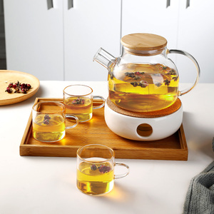 耐热玻璃花茶壶蜡烛加热底座烛台轻奢下午茶茶具套装水果茶壶茶杯