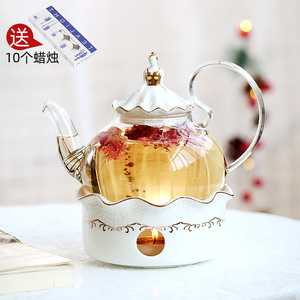 那些时光 花茶壶 蜡烛加热水果茶壶套装 耐热玻璃下午茶花果茶壶