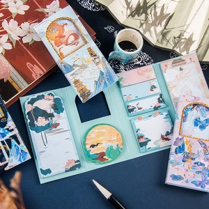 210张四折便签本古风便利贴套装创意学生留言记事n次贴随身小本子