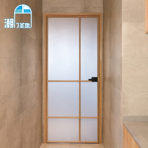极窄边框铝钛镁合金平开门原木色日式室内门隔断卫生间玻璃门定制