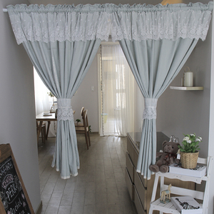 门帘布艺隔断帘 卧室蕾丝窗帘遮光半截窗户帘田园小清新半帘短帘