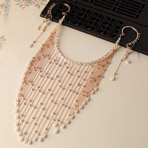 皇磊古风汉服流苏面帘面纱 古装配饰品遮脸流苏珍珠面帘配饰