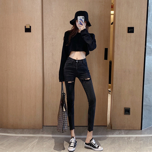 牛仔破洞裤女春季