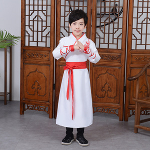 幼儿童古装男童小男孩古代衣服笛子萧二胡古筝演奏表演出服装